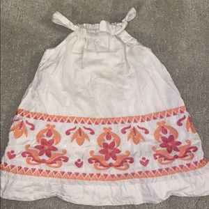 Baby Gap Girls Dress Size 18-24 Months Beige Orange Pink Bow Detail